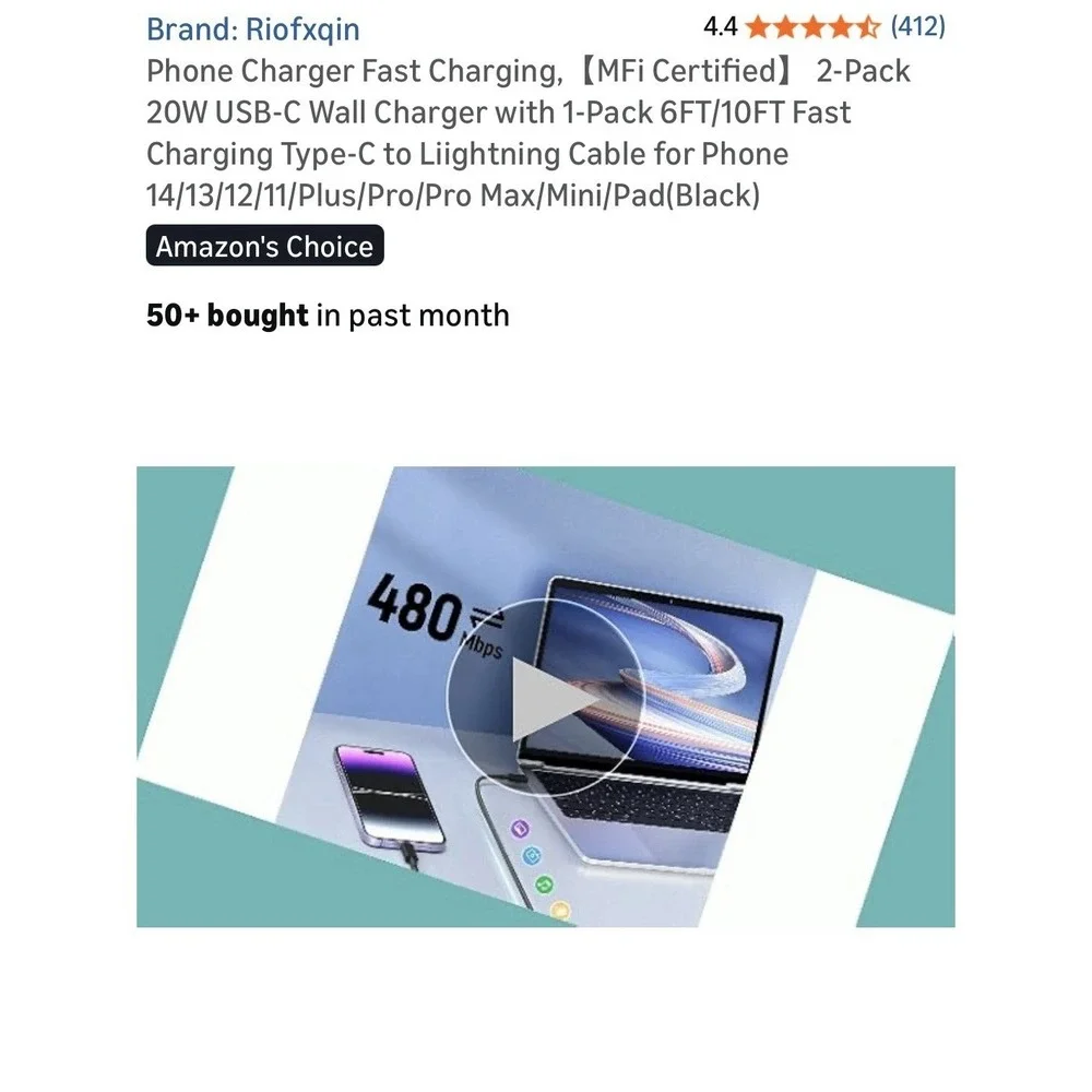 Super Fast Charger Type C to iphone 2 pc IphoneCharging Block‎ 64 inches